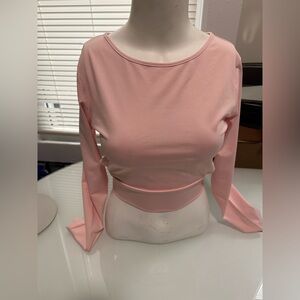 SHEIN Light Pink Long Sleeve Crop Top